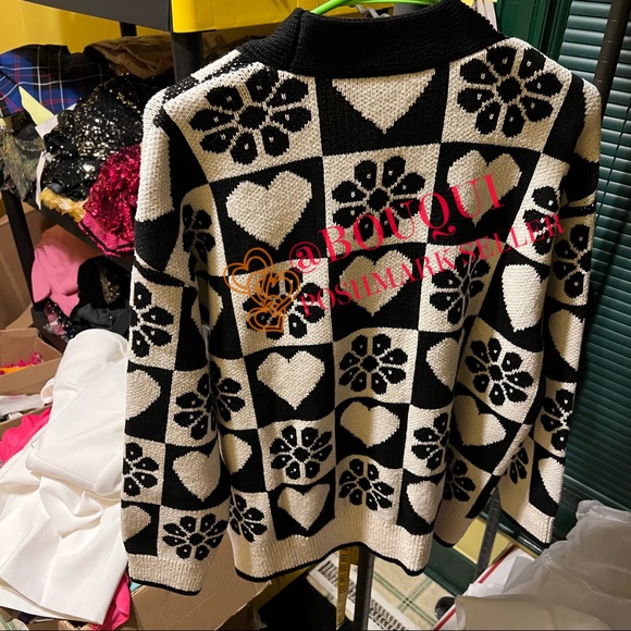 BLOGGERS FAV ZARA V-NECK KNIT JACQUARD JACKET CARDIGAN - Picture 3 of 15